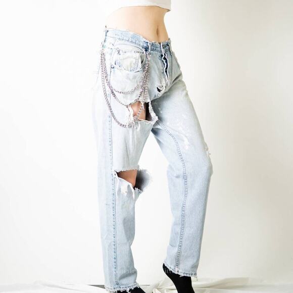Vintage 90s THRASHED Ripped Distressed Levi Silvertab Baggy Jeans - Picture 1 of 12